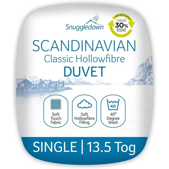 13.5 Tog Winter Duvet - White, Hollowfibre