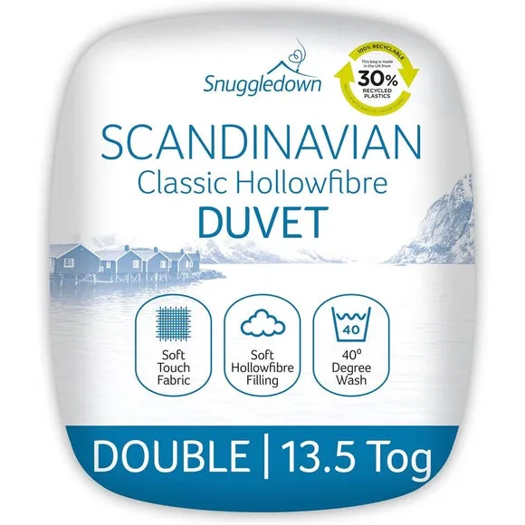 13.5 Tog Winter Duvet - White, Hollowfibre