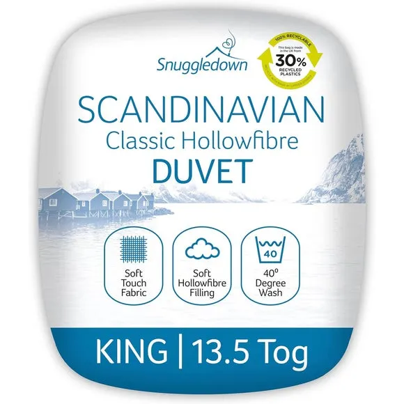 13.5 Tog Winter Duvet - White, Hollowfibre