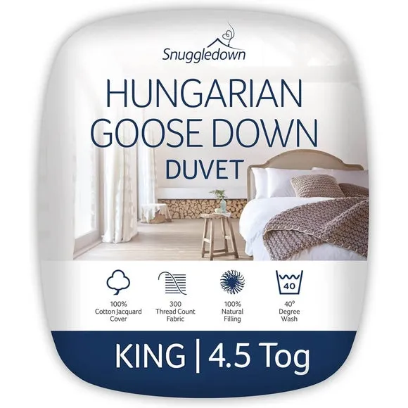 4.5 Tog Summer Duvet - White, Goose Down