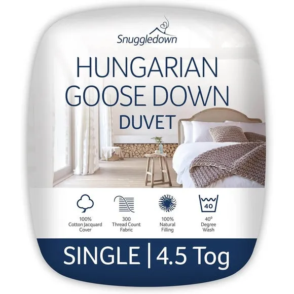 4.5 Tog Summer Duvet - White, Goose Down