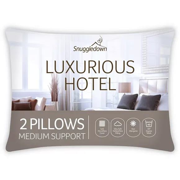 Pair Hotel Pillows Medium Support - White Cotton