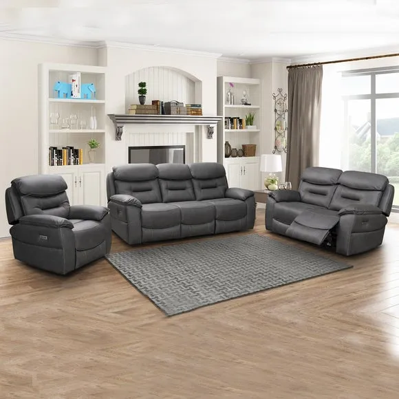 2-Seater Electric Recliner Sofa - Grey, Fabric