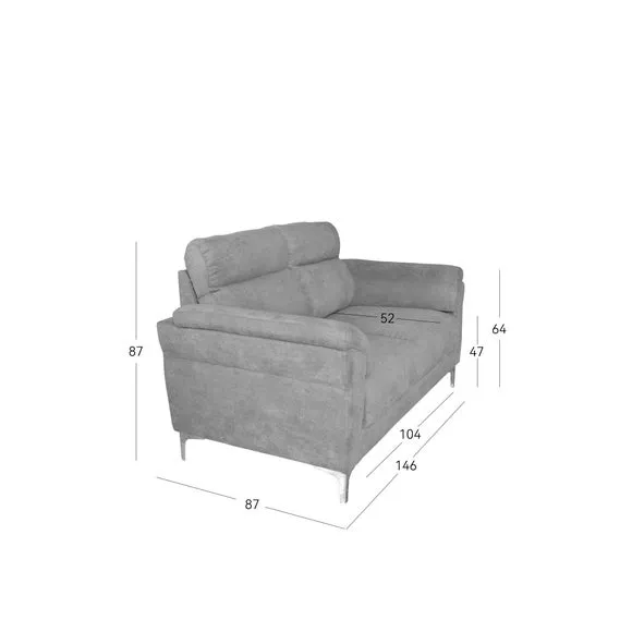 2-Seater Sofa with Curved Arms - Grey, Linen
