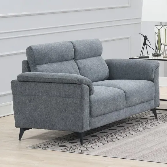 2-Seater Sofa with Curved Arms - Grey, Linen image