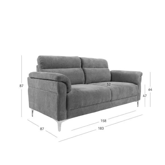 3-Seater Sofa with Curved Arms - Grey, Linen