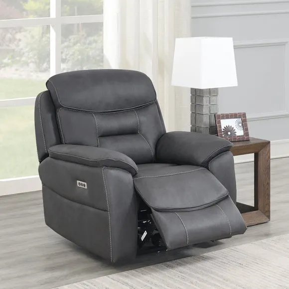 Electric Recliner Chair with USB - Grey, Fabric image