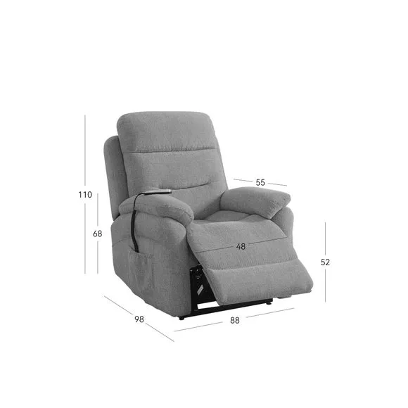 Electric Rise Recline Armchair - Light Grey