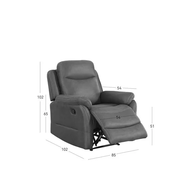 Manual Recliner Armchair - Beige, Faux Suede