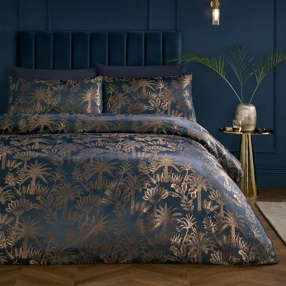 Duvet Cover & Pillowcase Set - Blue, Jacquard