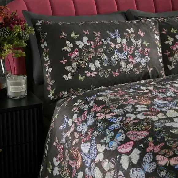 Duvet Cover & Pillowcase Set - Grey, Velvet