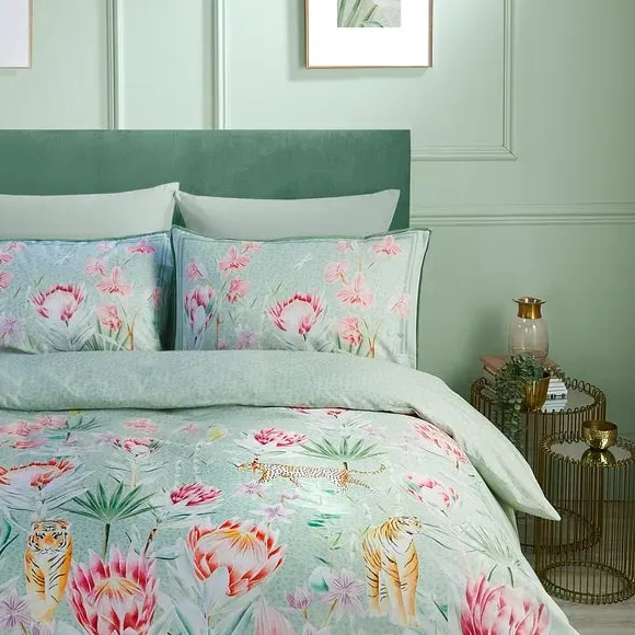 Duvet Cover Set with Pillowcase - Green, Cotton