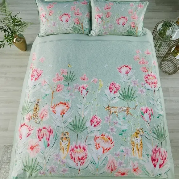 Duvet Cover Set with Pillowcase - Green, Cotton