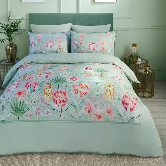 Duvet Cover Set with Pillowcase - Green, Cotton image