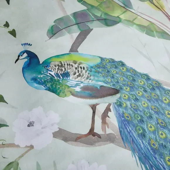 Duvet Cover Set with Tropical Print - Green, Cotton
