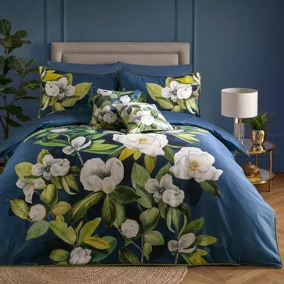 Floral Filled Cushion - Green, Velvet