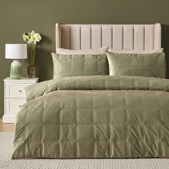 Square Duvet Cover Set - Green, Velvet image