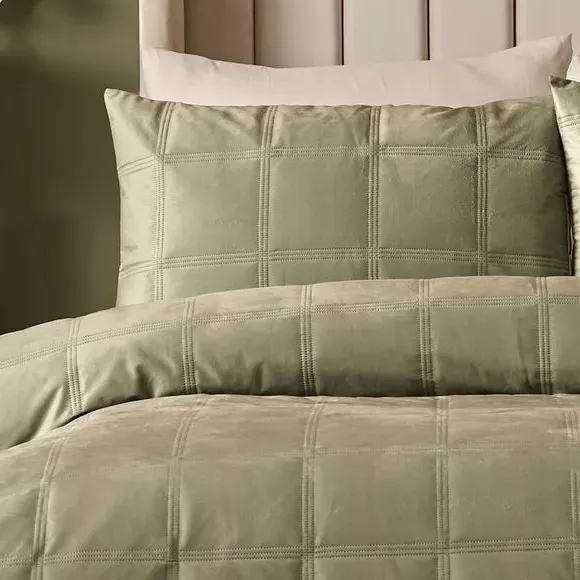 Square Duvet Cover Set - Green, Velvet