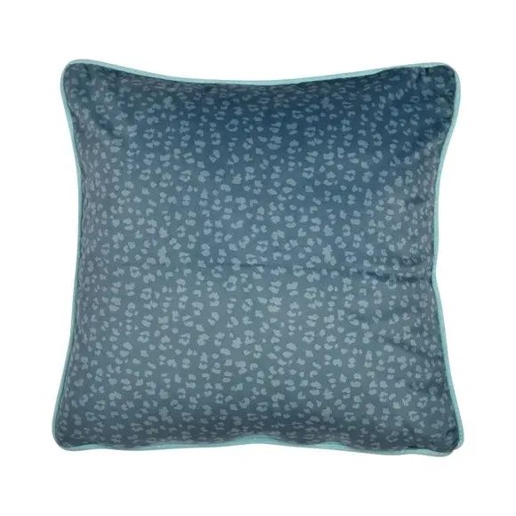 Square Filled Cushion with Peacock Print - Green