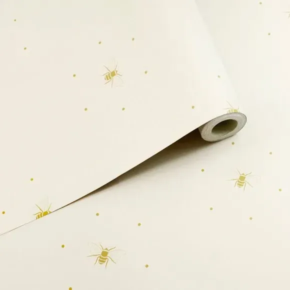 Bee Silhouette Wallpaper - Cream, Paper