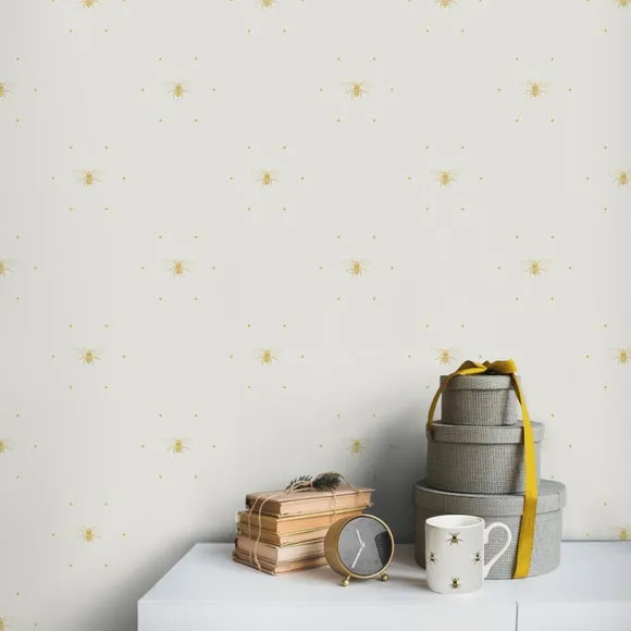 Bee Silhouette Wallpaper - Cream, Paper