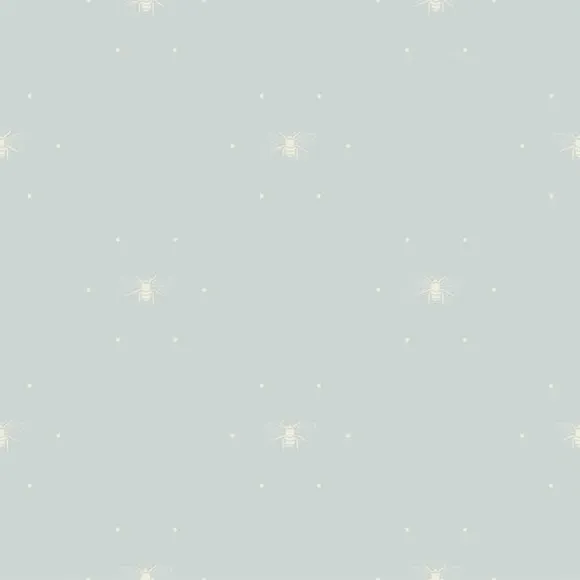 Bee Silhouette Wallpaper - Duck Egg, Paper
