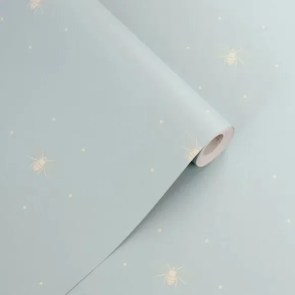 Bee Silhouette Wallpaper - Duck Egg, Paper