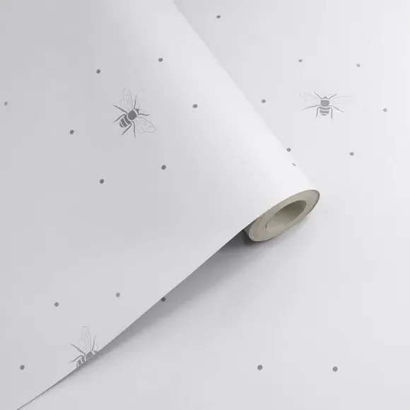 Bee Silhouette Wallpaper - Grey, Paper