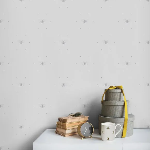 Bee Silhouette Wallpaper - Grey, Paper