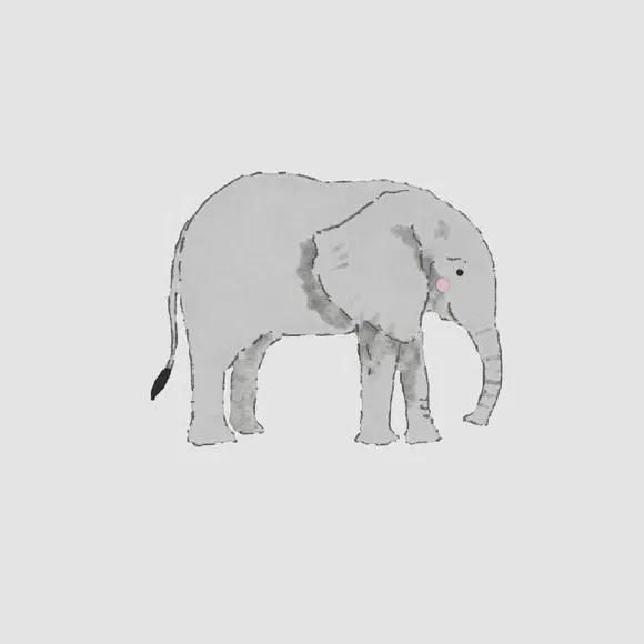 Elephant Print Wallpaper - Grey, Paper