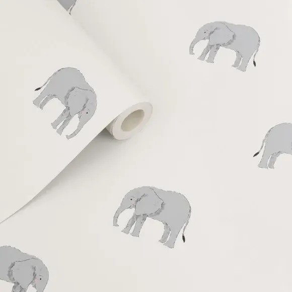Elephant Print Wallpaper - Natural, Paper