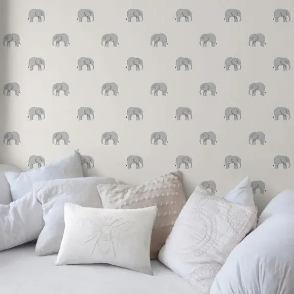 Elephant Print Wallpaper - Natural, Paper