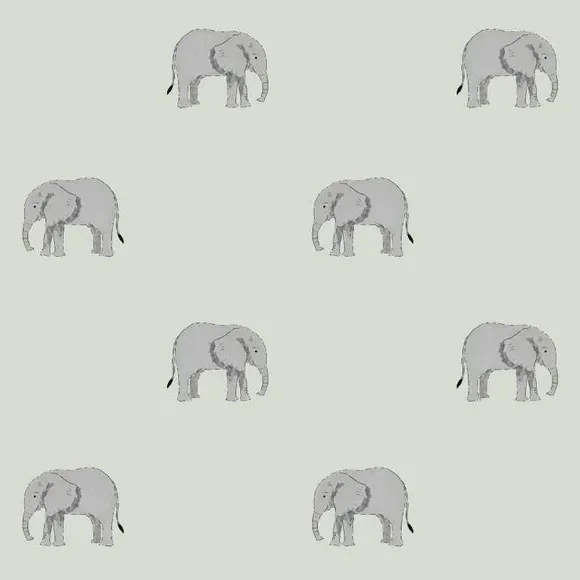Elephant Print Wallpaper - Sage, Paper