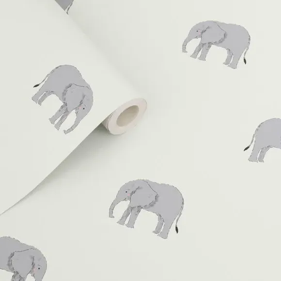 Elephant Print Wallpaper - Sage, Paper