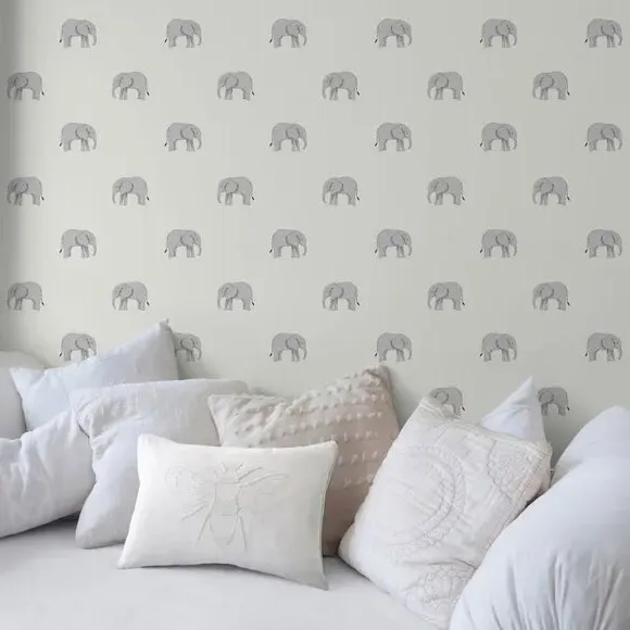 Elephant Print Wallpaper - Sage, Paper