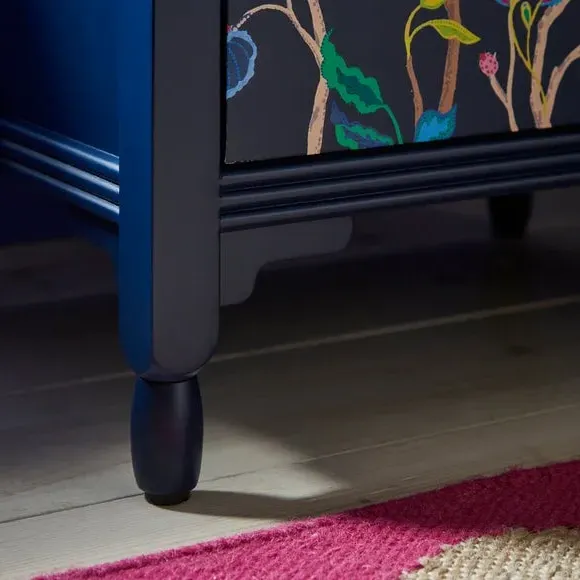 2-Drawer Bedside Table with Print Detail - Wood