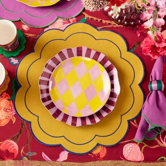 2-Pack Scalloped Placemats - Zest/Lilac, Cotton