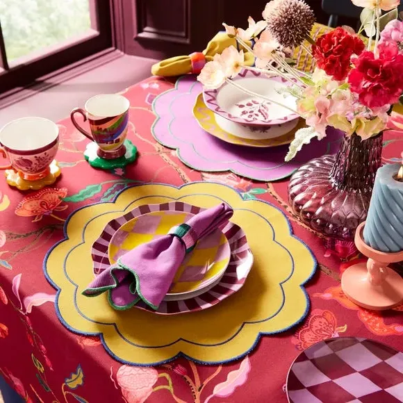 2-Pack Scalloped Placemats - Zest/Lilac, Cotton