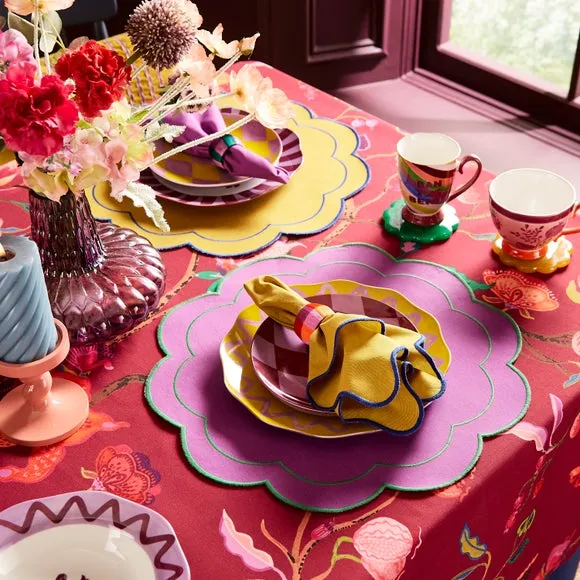 2-Pack Scalloped Placemats - Zest/Lilac, Cotton
