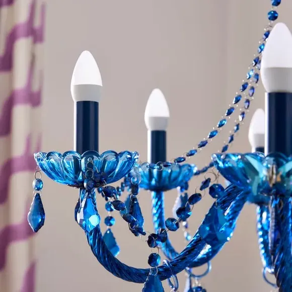 8 Light Adjustable Chandelier - Cobalt, Metal