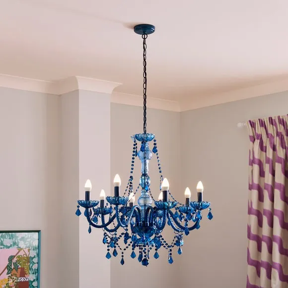 8 Light Adjustable Chandelier - Cobalt, Metal image