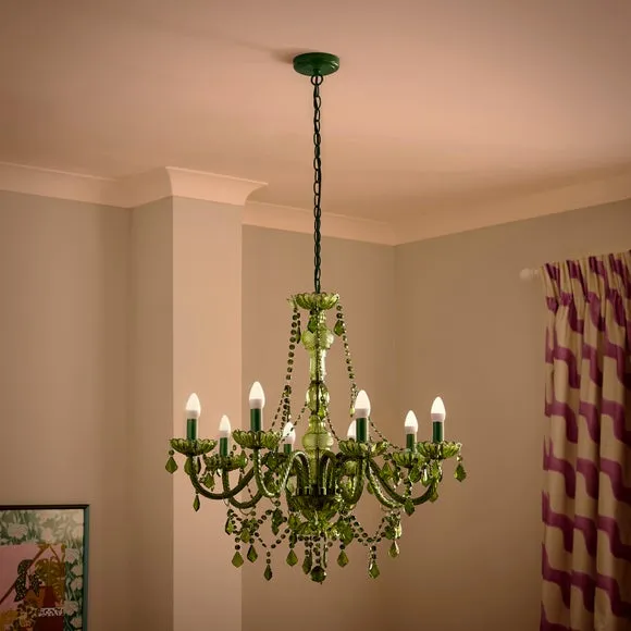8 Light Adjustable Chandelier - Jade, Metal