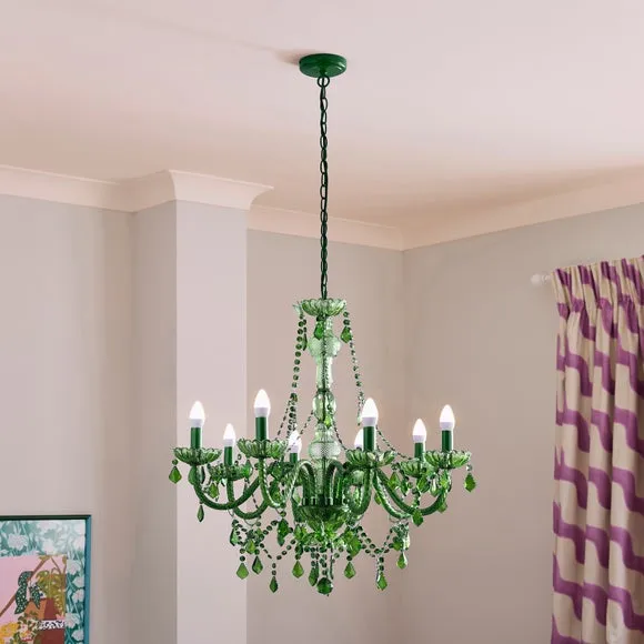 8 Light Adjustable Chandelier - Jade, Metal