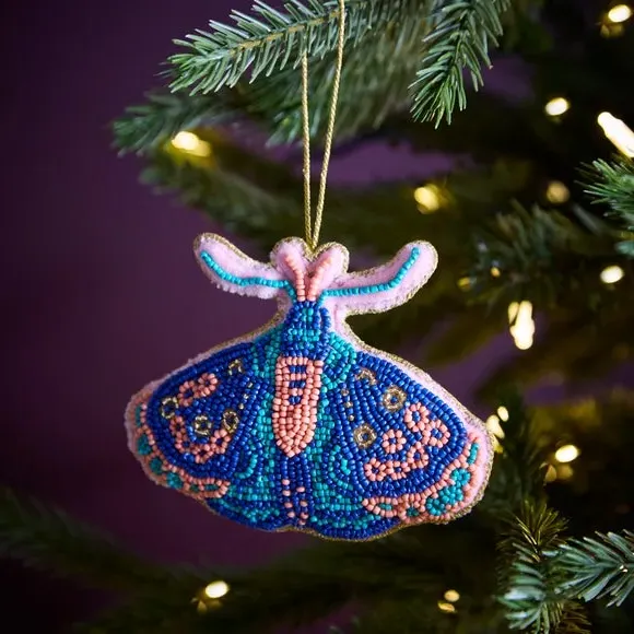 Beaded Moth Hanging Decoration - Multicolor image