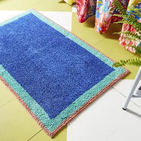 Block Colour Bath Mat - Cobalt, Cotton