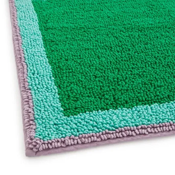 Block Colour Bath Mat - Turquoise, Cotton