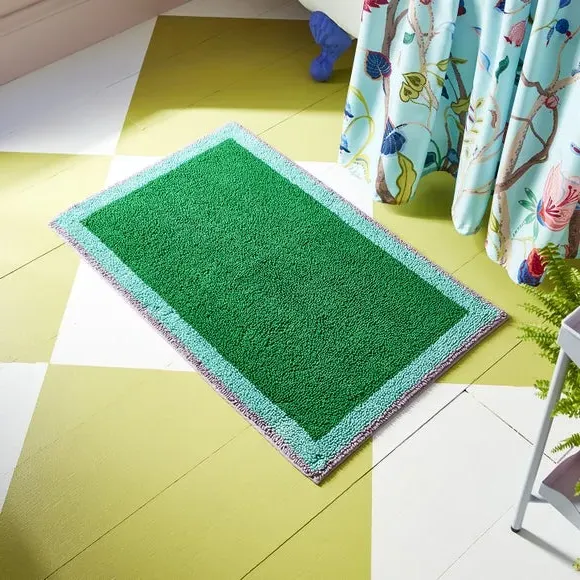 Block Colour Bath Mat - Turquoise, Cotton