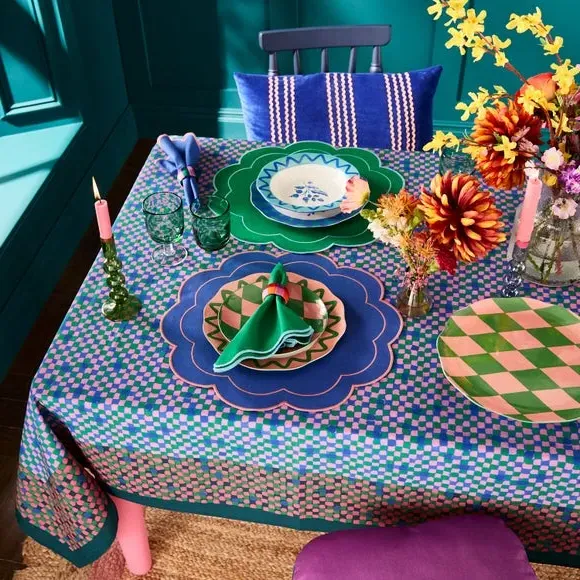 Block Print Tablecloth - Multicolor, Cotton