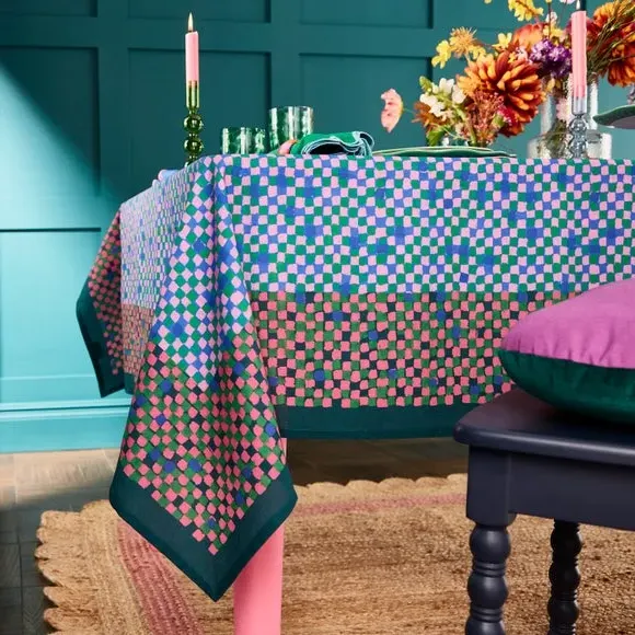 Block Print Tablecloth - Multicolor, Cotton