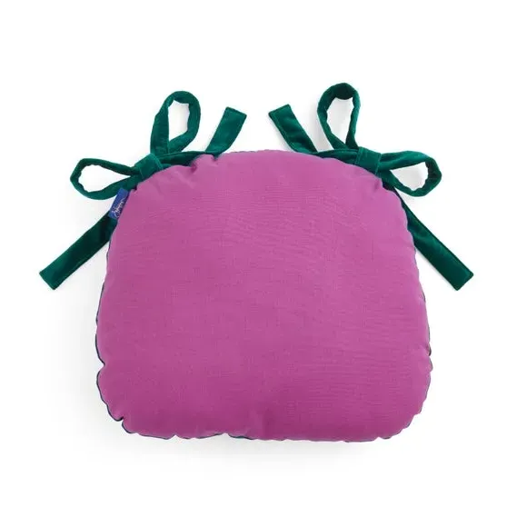 Bow Seat Pad with Ties - Green, Cotton